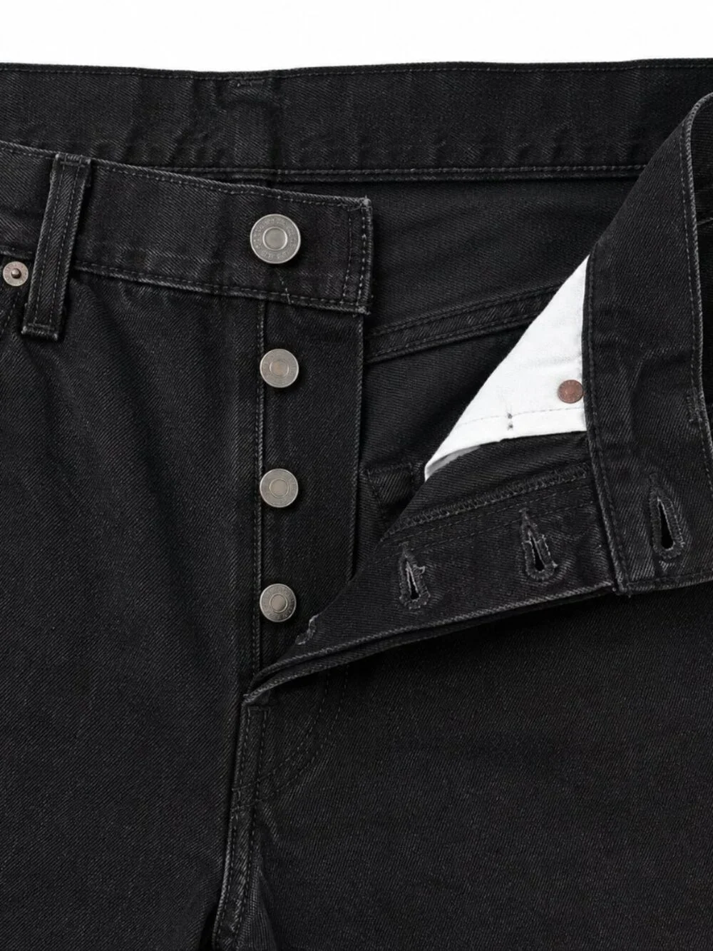 Levi’s 501 CT Black Cropped Jeans W38 L30 Raw Hem Button Fly